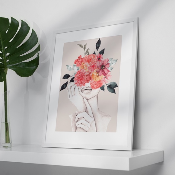 Watercolor Floral Woman Portrait Wall Art Illustration Print Poster Unframed - Picture 4 of 17